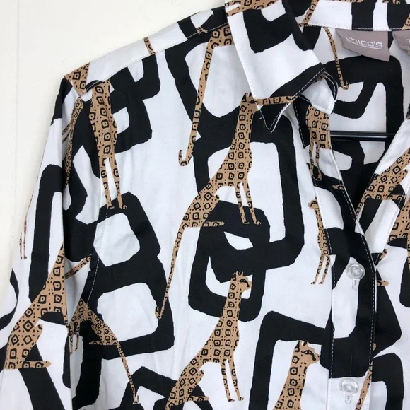 Vintage 90s Chico’s Jaguar Button Down Sz 1 - Picture 5 of 11